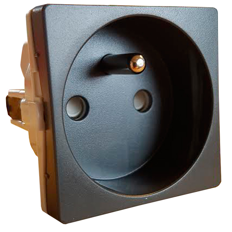 Fuga stikkontakt 2P m. pindjord 1m koksgrå