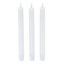 3-pak LED stearinlys med flammeeffekt, Ø2,2cm, Højde: 24,5cm, kronelys, fjernbetjening, timer, batteridrevet