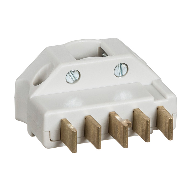 Dansk flerpolet stikprop 3P+N+J vinkel lysegrå