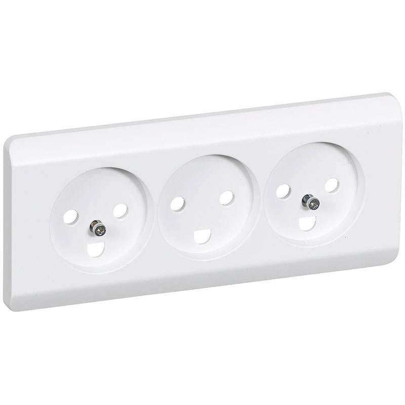 Opus 66 afdækning til planforsænket trippel stikkontakt med jord - hvid