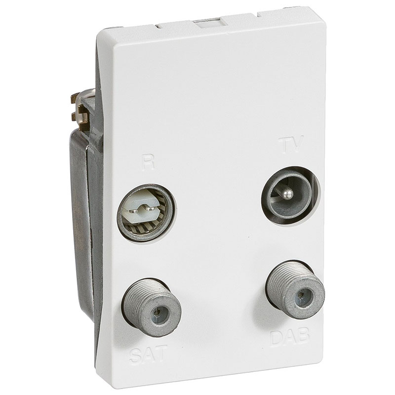 Antennestikdåse TD254D TV, R/DAB og SAT - Hvid