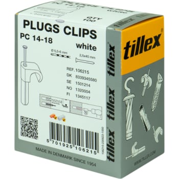 Plugs Clips 14-18/40 mm hvid (100)