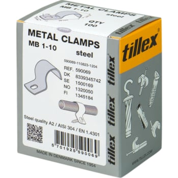 Kabelbøjle MB 10 mm, 1-lap, rustfrit stål, A2, AISI 304 (100)