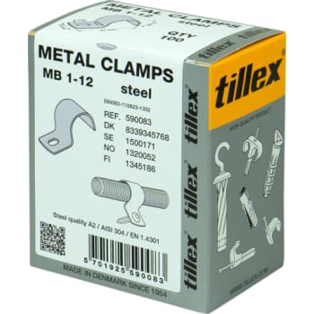 Kabelbøjle MB 12 mm, 1-lap, rustfrit stål, A2, AISI 304 (100)