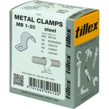 Kabelbøjle MB 20 mm, 1-lap, rustfrit stål, A2, AISI 304 (100)