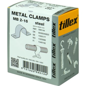 Kabelbøjle MB 16 mm, 2-lap, rustfrit stål, A2, AISI 304 (100)