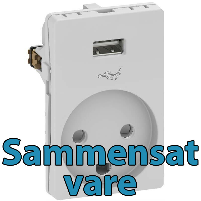 FUGA Stikkontakt med USB-lader og Jord Lysegrå