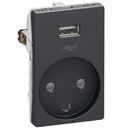 FUGA Stikkontakt med USB-lader og Jord Koksgrå