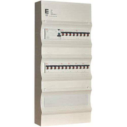 Færdigmonteret gruppetavle - HPFI - 3x16A 3P+N, 4x13A 1P+N - Grå