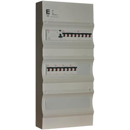 Færdigmonteret gruppetavle - HPFI - 2x16A 3P+N, 4x13A 1P+N - Grå