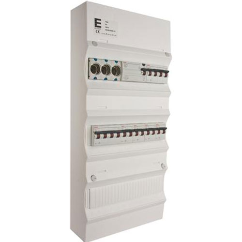 Færdigmonteret gruppetavle - HPFI, Tarif, 2x16A 3P+N, 4x13A 1P+N - Hvid