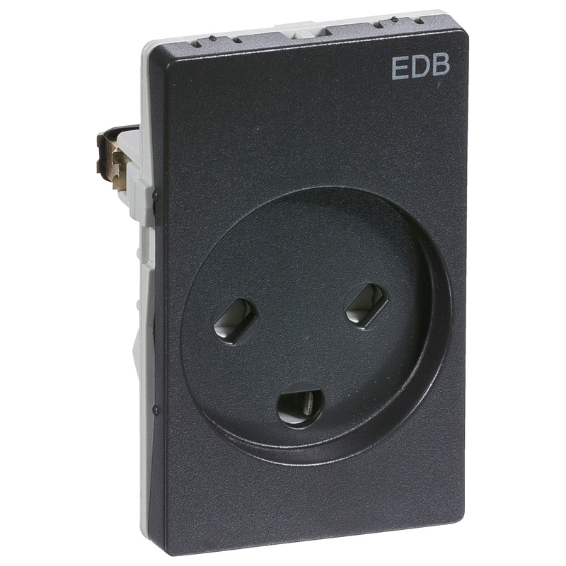 Stikkontakt EDB 1½ modul 2-pol med jord koksgrå