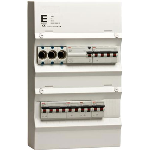 Færdigmonteret gruppetavle - HPFI, Tarif - 2x16A 3P+N, 3x13A 1P+N - Hvid