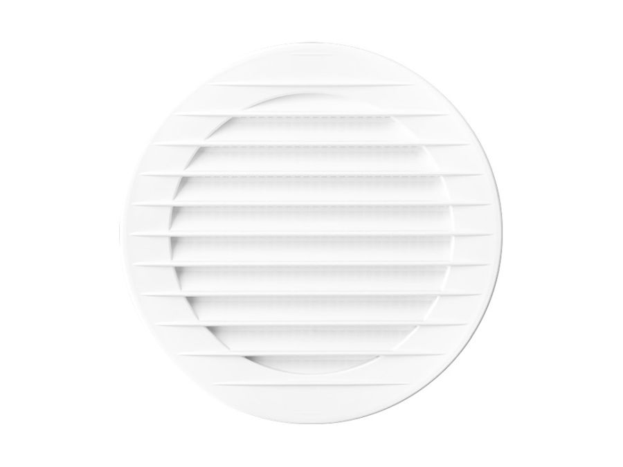 Rund ventilationsrist, ABS plast - Ø150mm, Hvid