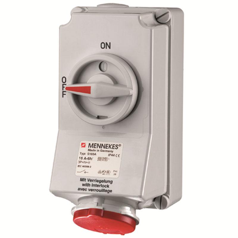 CEE stikkontakt 5-pol 16A 400V IP44