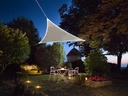 Trekantet solsejl m. LED kantlys - 3,6 x 3,6 x 3,6m LYSEGRÅ
