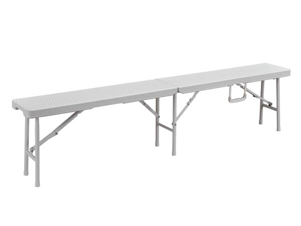 Sammenklappelig bænk - Rattan mønster, Hvid (180x25x43cm)