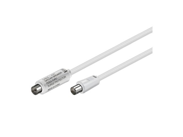 Ground breaker - Galvanisk isolator COAX han/hun Hvid (1,5m)