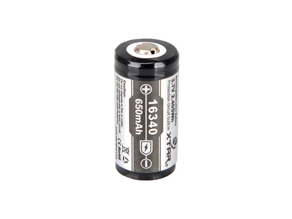 Genopladelig RCR123A (16340) LiION batteri - 3,7V / 650mA