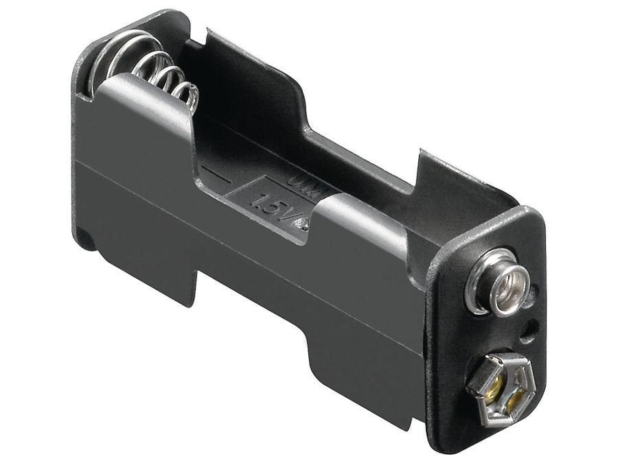 Batteriholder til 2xAA bat. (m. knapterminaler)