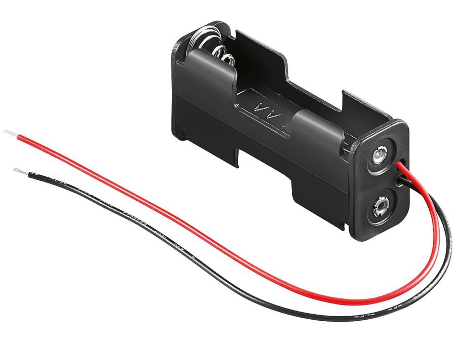 Batteriholder til 2xAA bat. (m. ledning)
