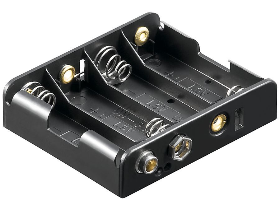 Batteriholder til 4xAA bat. (m. knapterminaler)