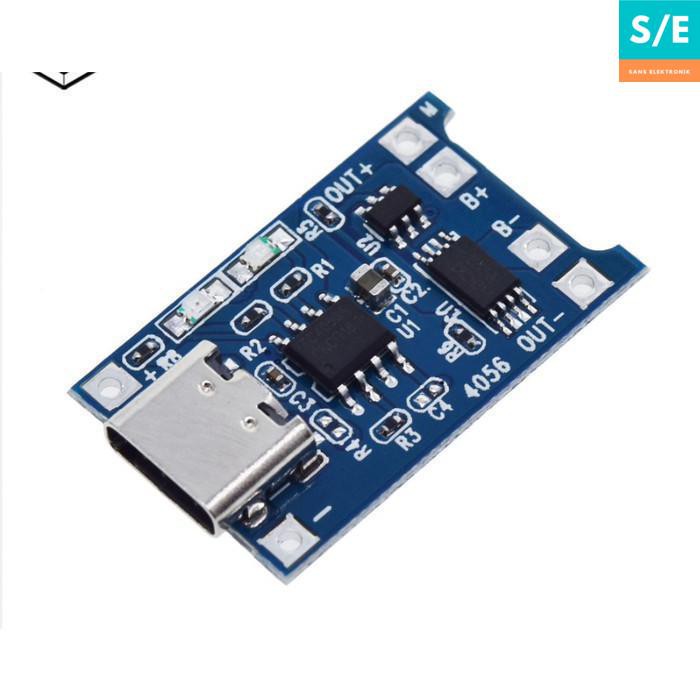 LiION/LiPOL batterilademodul TP4056 - 5V, USB-C ind (1A)