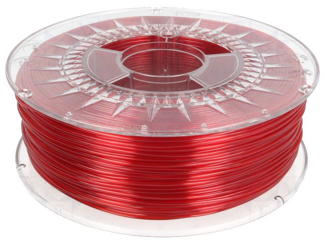 PETG filament - Ø1,75mm, Rubin rød transparent, 1kg