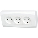 Tripel stikkontakt med jord til hjørnemontage