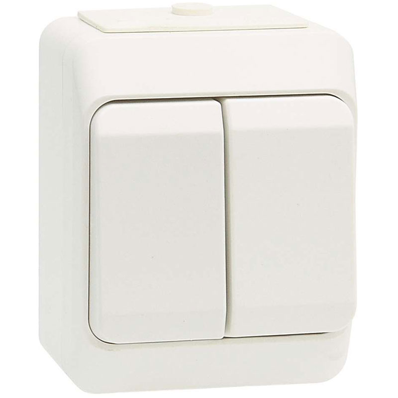 Kapslet kroneafbryder IP44 - hvid