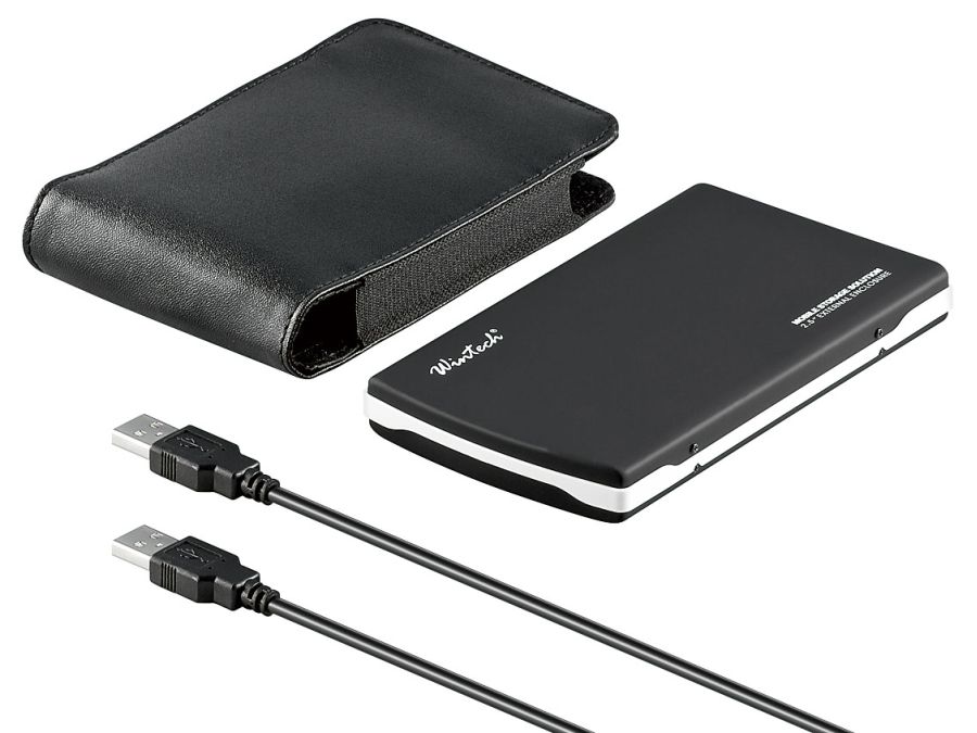 Ekstern 2,5" HDD/SSD kabinet - USB 2.0 / IDE, m. PU-etui