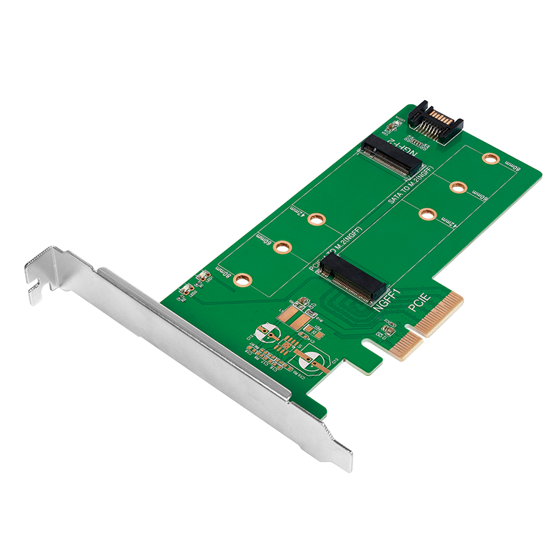 PCI-Express kort - PCIe til M.2 NGFF + SATA til M.2 NGFF SSD
