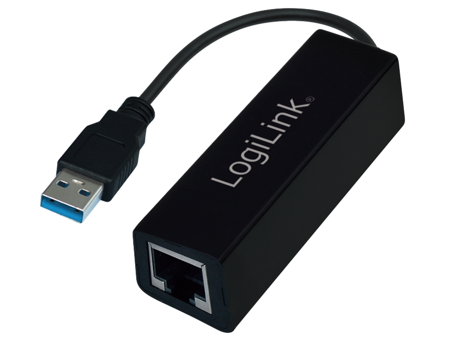 USB 3.0 gigabit ethernet LAN adapter, Sort (10/100/1000Mbps)