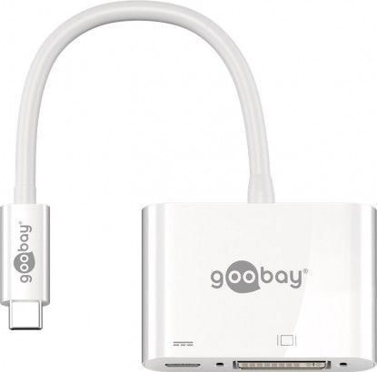 USB-C til DVI PD adapter - USB-C ladeport, Hvid (0,15m)