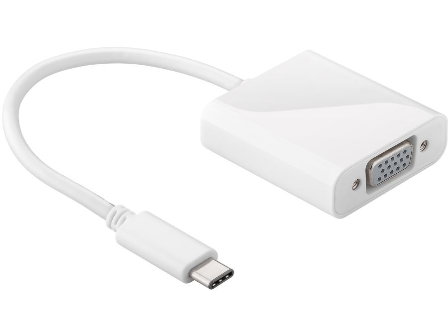 USB-C til VGA adapter – USB-C han til VGA hun, Hvid (0,2m)