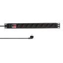 19" El-rackpanel - 8 x CEE7/3 hun, ON/OFF kontakt, Sort (2m)