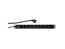 19" El-rackpanel - 9 x CEE7/3 hun, u. kontakt, Sort (2m)