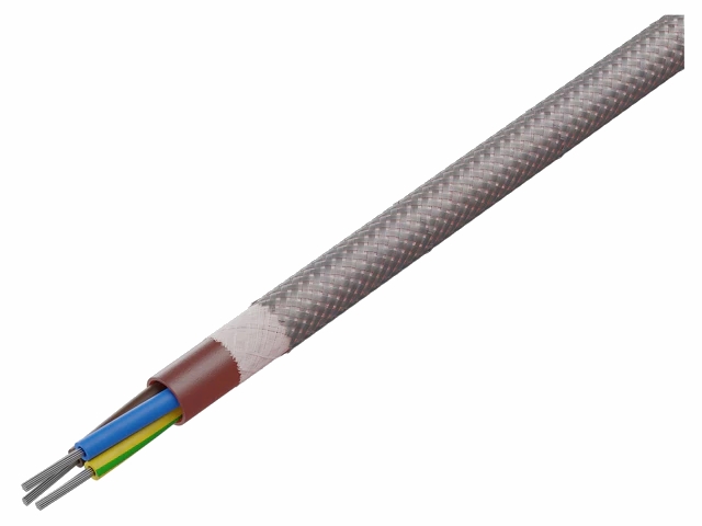 Silikonekabel, udvendig trådflet, 3x1,5mm² 180°C (metervare)