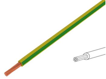 Monteringsledning - H07V-K 6mm² Ø4,8mm, GRØN/GUL (metervare)