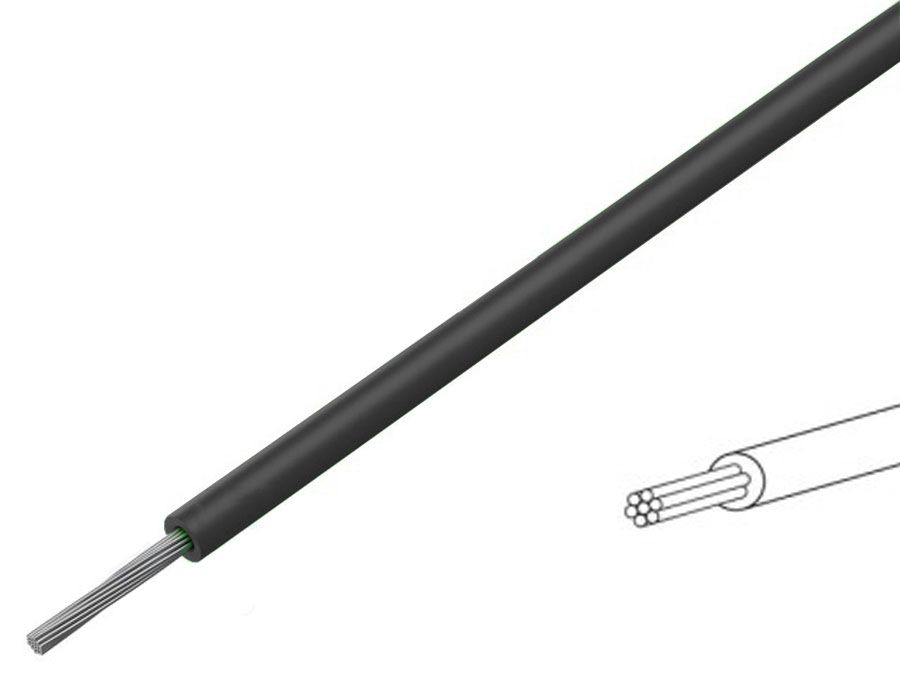 Silikoneledning - 0,25mm² trådet, 180°C Sort (metervare)