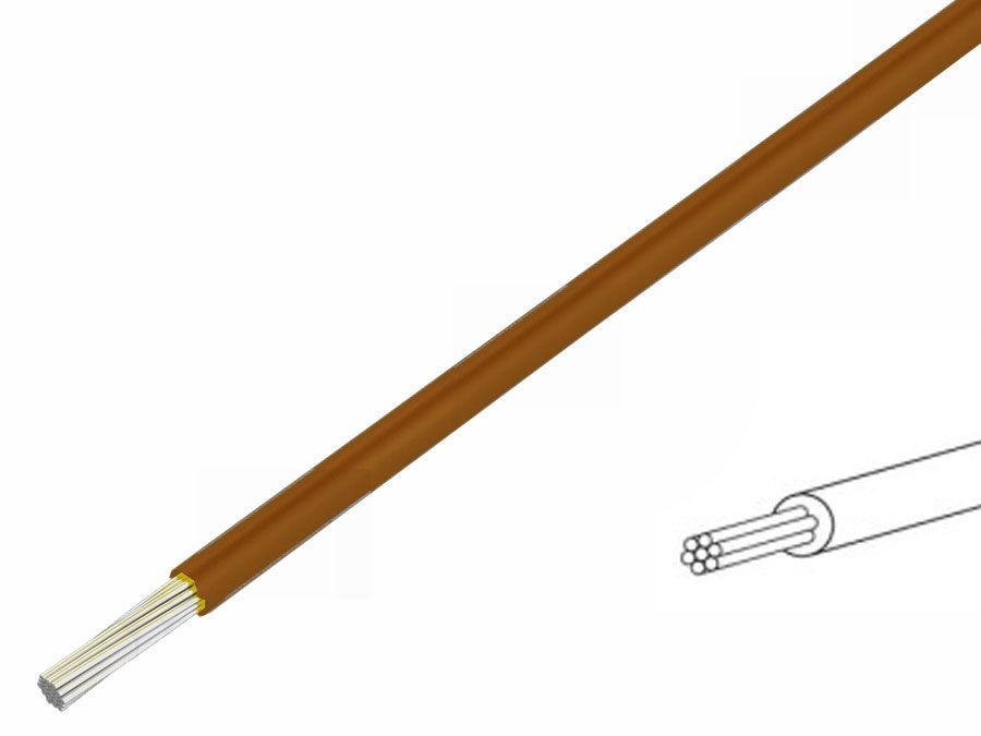 Silikoneledning - 0,75mm² trådet, 180°C Brun (metervare)