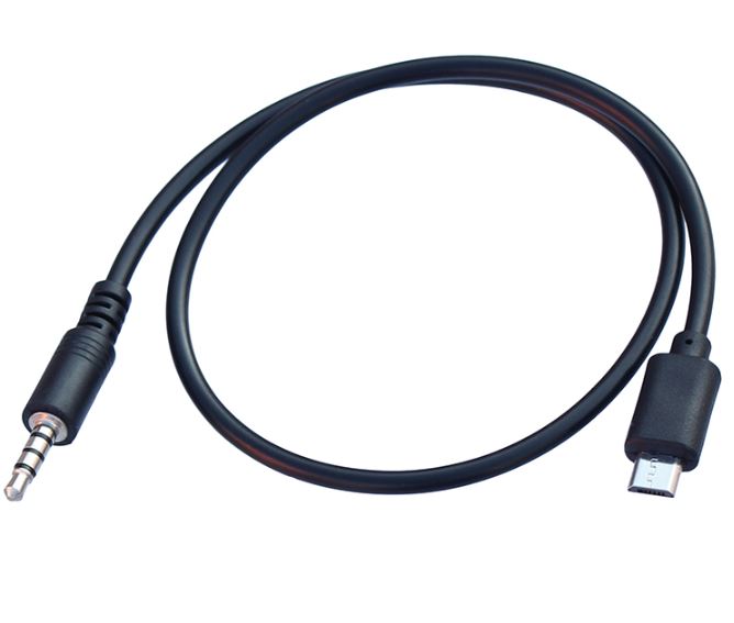 AUX audiokabel - 4P 3,5mm JACK han til Micro USB han (0,4m)