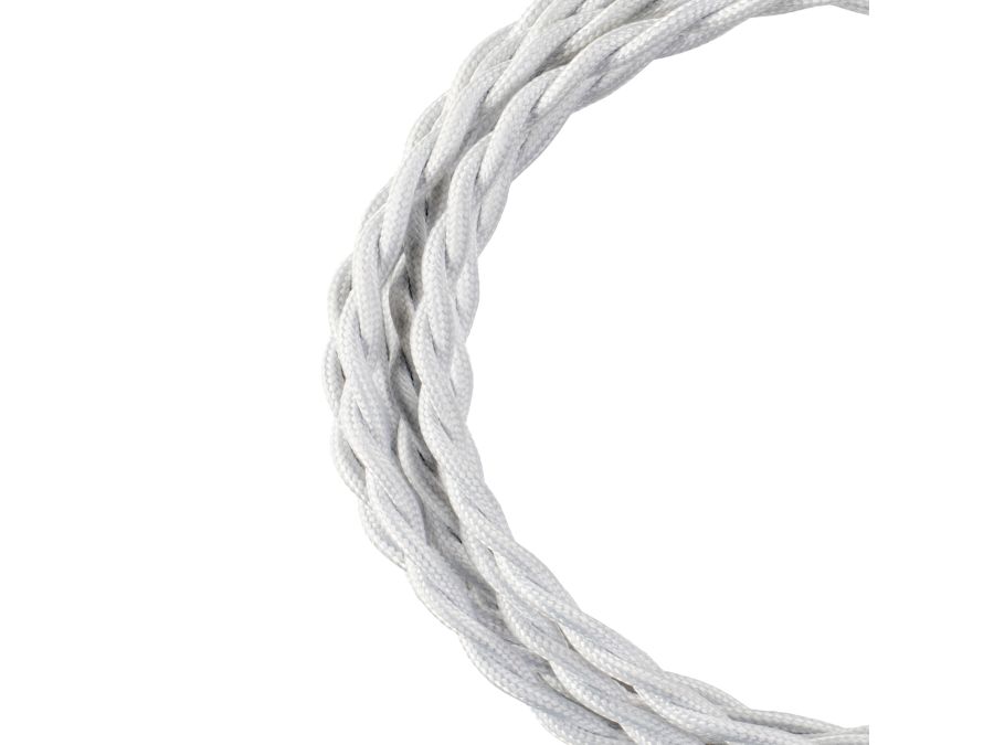 Stofledning - 2 x 0,75mm², Snoet, HVID (3m)