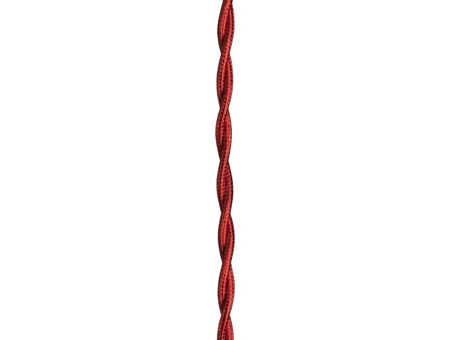 Stofledning - 2 x 0,75mm², Snoet, Metallisk RØD (3m)