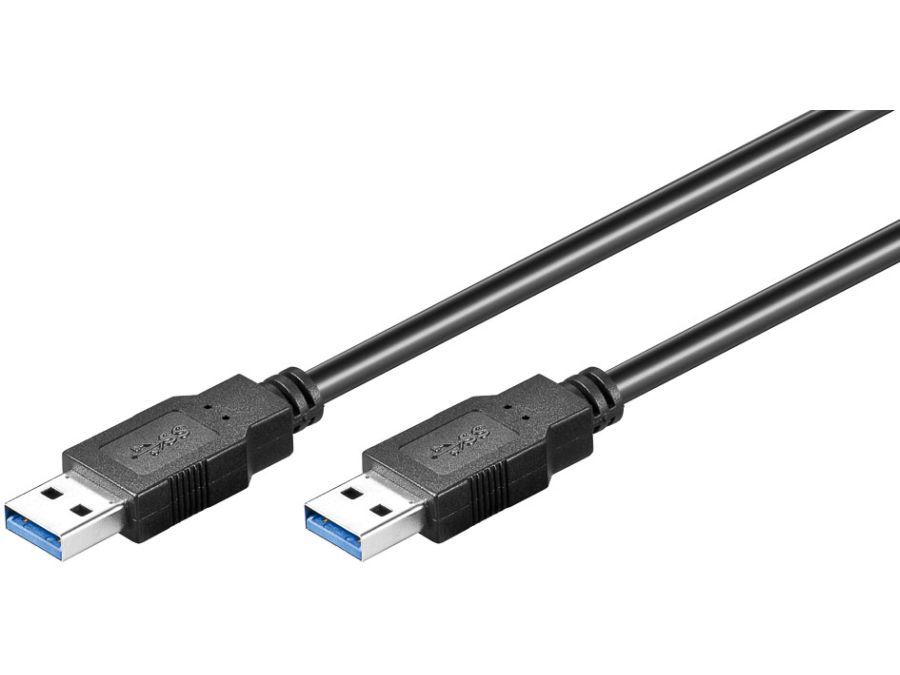 USB 3.0 kabel - A han til A han, Sort (0,5m)