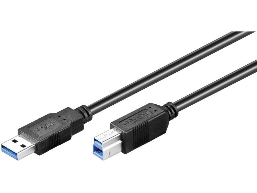 USB 3.0 kabel - A han til B han, Sort (0,5m)