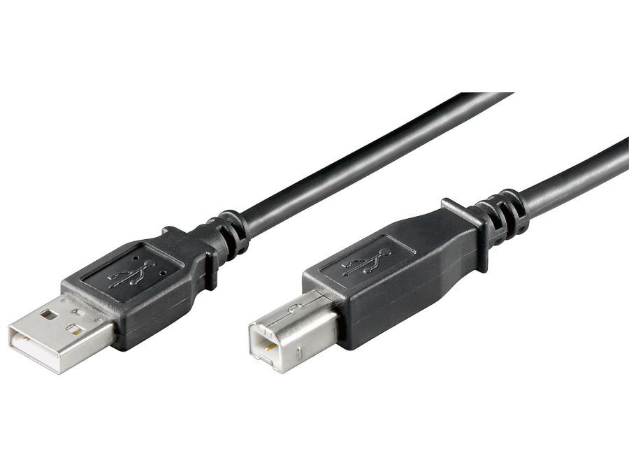 USB 2.0 kabel - A han til B han, Sort, HQ (0,25cm)