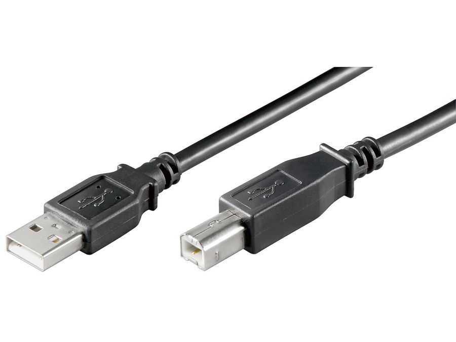 USB 2.0 kabel - A han til B han, Sort, LC (1,8m)