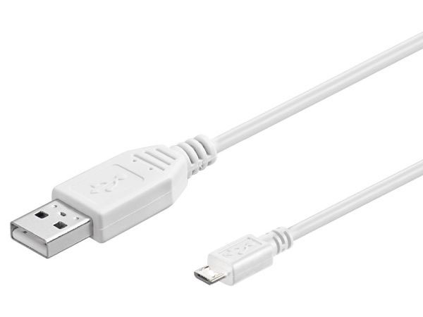 USB 2.0 kabel - A han til Micro B han, Hvid (1m)