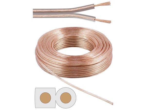 Højttalerledning - 2x4mm² CCA, transparent (25m)